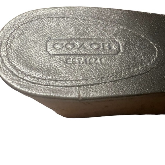 COACH Judith Cork Wedge Sandals w/ COACH Logo in Silver Size 8.5 — GORGEOUS!!! - Picture 6 of 10